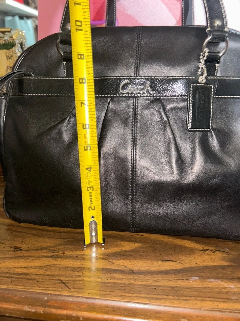 Coach Black Leather Dome Satchel with Top Handles - Picture 2 of 5